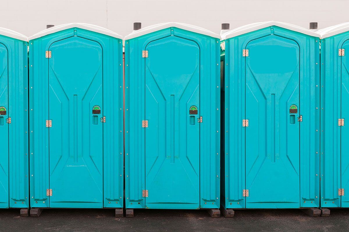 Industrial portable restroom units at a plant in Washington, District Of Columbia