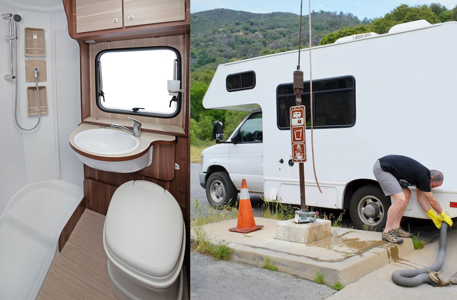 Portable RV/camper toilet and holding tank setup in Washington, District Of Columbia